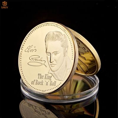 1935-1977 The King Of Rock N Roll Music Star Elvis Presley Gold Plated World Celebrity Metal Commemorative Coin Crafts