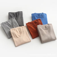 New Autumn And Winter MenS Round Neck Knitted Loose Sweater Bottoming Shirt V -Neck Cover Wool Solid Large Size