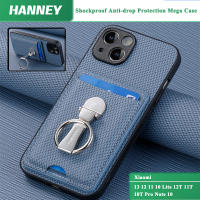 HANNEY สำหรับ Xiaomi 13 12 11 10 Lite 12T 11T 10T Pro Note 10 เคสโทรศัพท์คาร์บอนไฟเบอร์กันกระแทกเคสกันกระแทกกันการตกขนาดใหญ่กระเป๋าเก็บบัตรที่มีวงแหวนพับ C1-9ฝาครอบด้านหลัง