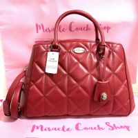 กระเป๋าถือ Coach แท้ หนังแท้ Quilt สวยงาม ทรงถังยอดนิยม ใบใหญ่ COACH 36679 MARGOT CARRYALL IN QUILTED LEATHER Classic Red สีแดง