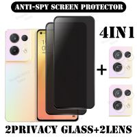 4IN1 Anti Spy Full Cover Screen Protector For OPPO Reno 8 Pro Plus 7 Pro 6 Lens Cover Film For Find X3 X5 Lite Privacy Glass