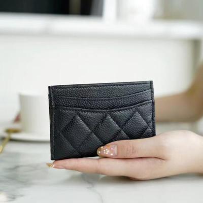 High Quality Genuine Leather With LOGO ID Credit Card Wallet Coin Purse Cowhide Caviar Card Holder Card Holders