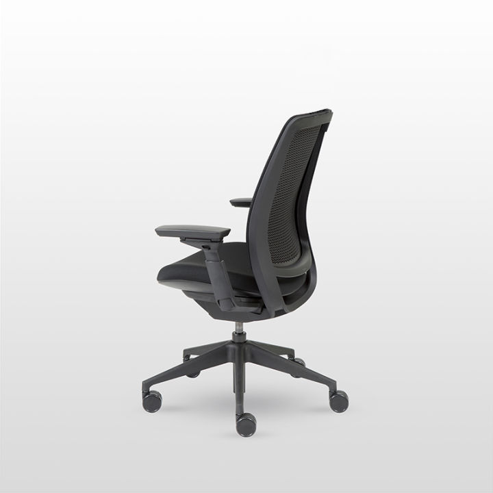 modernform-เก้าอี้เพื่อสุขภาพ-รุ่น-series-2-พนักพิงกลาง-หุ้มผ้าตาข่าย-3d-microknit-โครงดำ-เบาะผ้าสีดำ-เก้าอี้-steelcase-ergonomic-รับประกัน-12-ปี