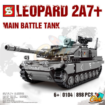 ตัวต่อ LEOPARD 2A MAIN BATTLE TANK รถถังสีเทา SY0104 จำนวน 898 ชิ้น