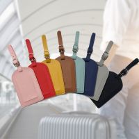 【DT】 hot  Color Luggage Tag Boarding Pass Suitcase Tag Check-in Leather PU Light Soft Luggage Tag Wire Lanyard Boarding Pass 1Pcs travel