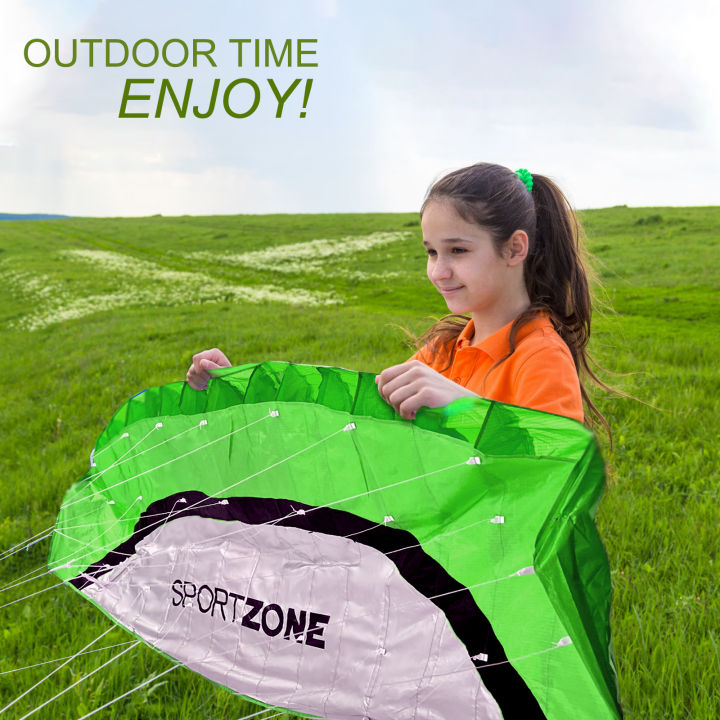 operacwwartnew-high-quality-2-5m-green-dual-line-parafoil-kite-withflying-toolspower-id-sailing-kitesurf-rainbow-sports-beach