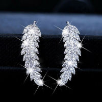 New Arrival Leaf Feather Stud Earrings for Women Wedding Jewelry Angle Wing CZ 925 Silver Earrings Brincos Pendientes Xmas Gifts