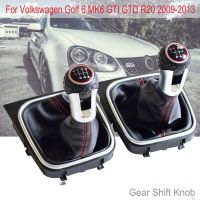 ปุ่มปรับระดับหัวเกียร์ด้วยตนเองสำหรับ Vw Golf 6 Mk6 Gti Gtd R20 2009 2010 2011 2012 2013รถ5/6ความเร็วสูงที่มีรองเท้าบูทหนัง Hwmyi