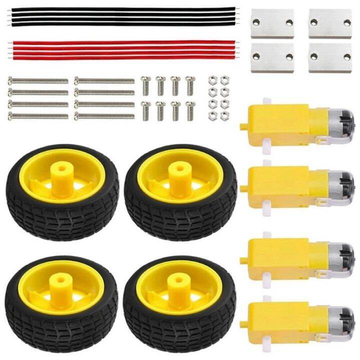 Gear+Motor+Rubber Wheel Kit for DIY Smart Car Robot Electric Wheel Kit ...