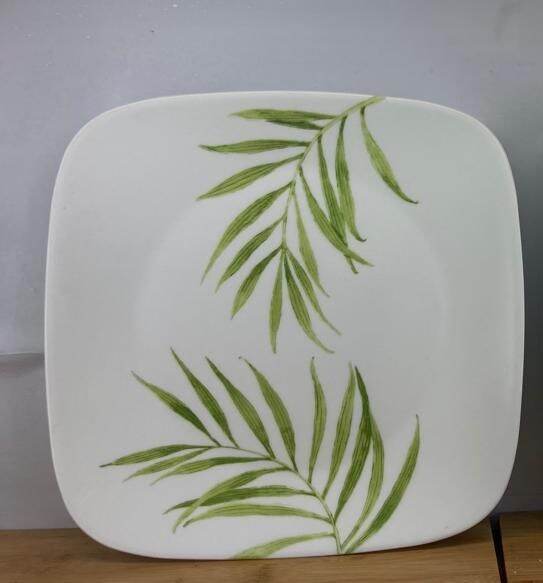 Corelle Bamboo Leaf (Square Dinner Plate 3pcs) Lazada