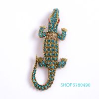 【YF】 Broches de crocodilo strass para senhoras alças do peito animal jóias da moda vintage acessórios partido cor ouro anti nova chegada