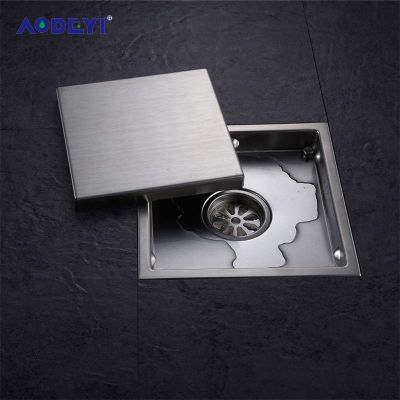 ✿ AODEYI Tile Insert Square Stainless Steel Floor Drain Waste Grates Bathroom Invisible Shower Drain 110 x 110MM Or 150 x 150MM