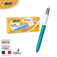BIC บิ๊ก ปากกา 4 Colours Shine ปากกา 4สี ปากกาลูกลื่น น้ำหมึก4in1 หัวปากกา 1.0 mm.(Blue) จำนวน 12 ด้าม