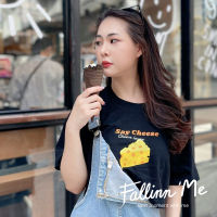 FallinnMe เสื้อCROP TOP Say Cheese ขาว