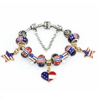 Hot Sell Bracelets Charms American Flags Star Loveheart Beads Fits European Bracelets amp; Bangles DIY Jewelry Birthday Gift