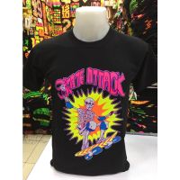 สไตล์ใหม่ (SKATE ATTACK) เสื้อยืดสกรีนลายสะท้อนแสง สุดเท่ห์ ดีไซน์ลำสมัย ไม่ตกเทรนด์แน่นอน เสื้อยืดนีออน คอกลม