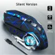 Silent Mouse Wireless Mouse 2.4 GHZ permanent optim LED Mouse untuk Tablet PC Laptop dibayar ergonomik boleh dicas Semula