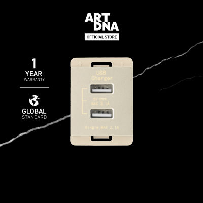 ART DNA รุ่น A85 เต้ารับดับเบิ้ล ยูเอสบี Double USB Socket Size M  สีทอง ปลั๊กไฟโมเดิร์น ปลั๊กไฟสวยๆ สวิทซ์ สวยๆ switch design