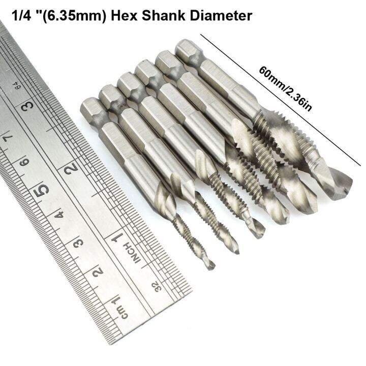 elegant-newacalox-6pcs-set-m3-m4-m5-m6-m8-m10-metric-composite-tap-drill-bit-tap-1-4-39-39-hex-hss-high-speed-steel-thread-spiral-screw