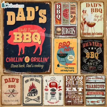 Plaque en metal vintage Barbecue - Plaque de décoration BBQ