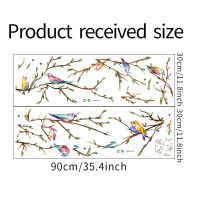 สติ๊กเกอร์ติดผนังนกกิ่งต้นไม้3มิติสไตล์จีน2แผ่นสติ๊กเกอร์ตกแต่งผนังอย่างแน่นหนาสำหรับห้องนั่งเล่นตกแต่งผนังห้องนอนในบ้าน
