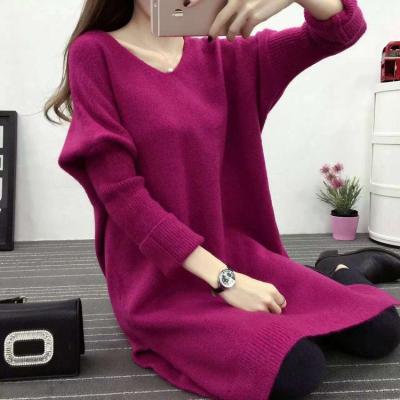 เสื้อกันหนาวสีทึบ Oversize Women S Loose Westernized Age Reducing Sweater Medium Long Pullover Sweater