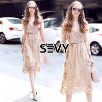 มินิเดรส SEVY Mini Dress / Premium dress collections ชุดเดรสโทนสีน้ำตาลทอง ปักเกล็ด