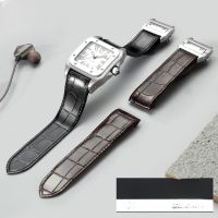 【HOT】 High Quality 20mm 23mm Waterproof Soft Comfortable Leather Watch Accessories for Cartier Sandoz Straight Interface Watchbands