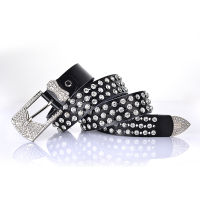 Rhinestone Belts Full Inlaid Crystal Authentic Leather Women Waist Strap For Rock Goth EMO Jeans Show Genuine Corium Decoration