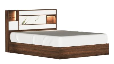 เตียงนอน 6 ฟุต ดีไซน์ทันสมัย เตียงหัวตรงมีช่องเก็บของ มีโคมไฟหัวเตียง