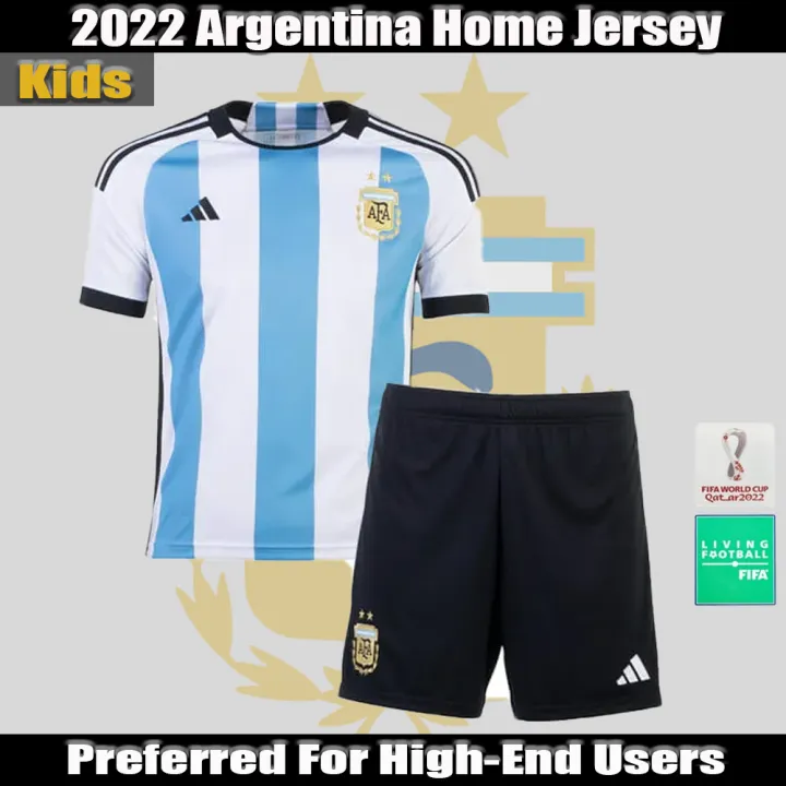 Argentina Jersey Home 2022 World Cup for Kids 213 Years Football Shirt Children's Sports Jersey