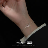 Jyjiayujy สร้อยข้อมือเงินแท้ 100% เพทาย 925 ลายตัวอักษร W คุณภาพสูง เครื่องประดับแฟชั่น B044