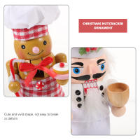 Mlinstudio 2 ชิ้นคริสต์มาส Nutcracker รูปเดสก์ท็อป Chef Nutcracker Chef รูปปั้นตกแต่งวันหยุด