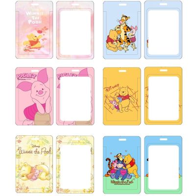 hot！【DT】♠  New Cartoon Winnie The Card Holder Anti-lost Student Campus Hanging Lanyard ID Gifts