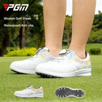 PGM Colorful Golf Sports Sneakers for Women Ultra-light Waterproof Shoes Lady Quick Lacing Footwear Anti-Slip Spikes