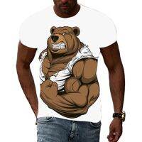 2023O-neck Casual Top Animal 3D Printing Cool Bear Summer Mens T-shirt Punk Rock Fitness Street Fashion Casual Oversized Top