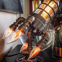 Steampunk โคมไฟจรวดไฟกลางคืน Retro Home DecorationFlame ไฟกลางคืนของขวัญวันพ่อ