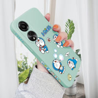 เคส PMP Hp สำหรับ OPPO A78 4G A78 4G เคสโทรศัพท์ดีไซน์ด้านข้างรูปแมวการ์ตูน Doraemn เคสคลุมทั้งหมดปลอกซิลิโคนน้ำลายขอบสี่เหลี่ยม