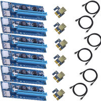 6pcs PCIE Riser Card 1X to 16X Express Riser Card Graphic Card Extender USB 3.0 Cable SATA 6Pin Power Connector Adapter Mining