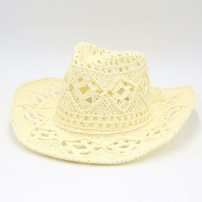 【CC】 Hollow Out Shading Outdoor Wide Brim Cowboy Hat Color Fashion Protection Beach Cap