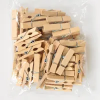 Wholesale Very Small Mine Size 30mm Mini Natural Wooden Clips For Photo Clips Clothespin Craft Decoration Clips Pegs 50 Pcs Clips Pins Tacks