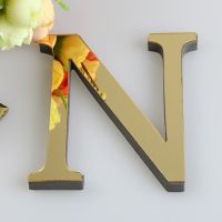 【hot】✢✕  20cm Mirror English Letters Wall Stickers Gold/Silver/Black Alphabet Letras Wedding Mural