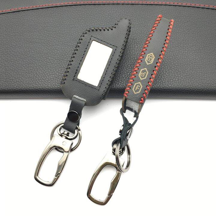 dxl-3000-leather-key-case-key-ring-for-car-alarm-pandora-system-dxl3000-dxl3100-3170-3210-3250-3290-lcd-remote-control-charm