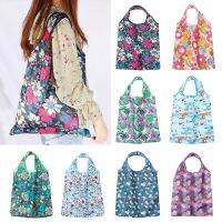 Printing Flower Foldable Shopping Bags Recyclable Polyester Pouches Groceries Tote Eco-Friendly Reusable Storage Bag