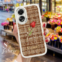 เคส Hpcase สำหรับ OPPO A58 4G A78 4G สีแดงกุหลาบและคำภาษาอังกฤษ JADIOR ผ้าด้านหลังปลอกผ้าซิลิโคนนุ่มเคสโทรศัพท์