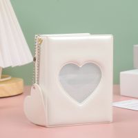 Solid Color 3-inch Photo Album Album Love Hollow Photocard Holder With Heart Pendant Kpop Idol Cards Collect Book Photos Album  Photo Albums