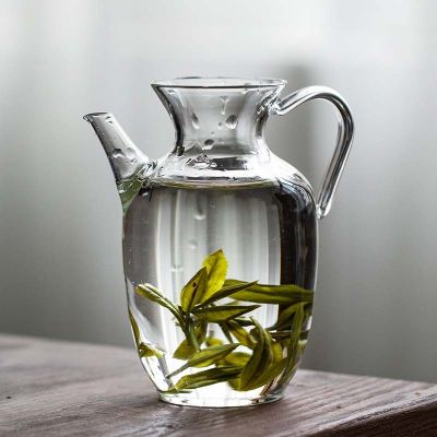 กาน้ำชาแก้วใสเลียนแบบเพลงกาน้ำชาชาเขียวชุดชาขนาดเล็กการทำชาหม้อน้ำเย็นถ้วยชงชาเครื่องใช้ในครัวเรือน