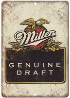 Genuine Miller Draft Vintage Beer Ad Old Style Beer Vintage Looking Bar Pub Coffee House Metal Tin Sign 8X12 Inches