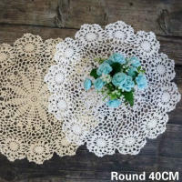 40เซนติเมตรรอบหรูหราแฮนด์เมดโครเชต์ดอกไม้ Doilies แก้วกาแฟผ้าปูโต๊ะรถไฟเหาะถ้วยชาปกผ้าขนหนูสำหรับงานเลี้ยงงานแต่งงาน