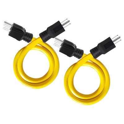 2Ft 3 Prong Plug to Plug Double Male Extension Cord,12AWG 125V NEMA 5-15P to 5-15P Cord Adapter, RV, for Transfer Switch